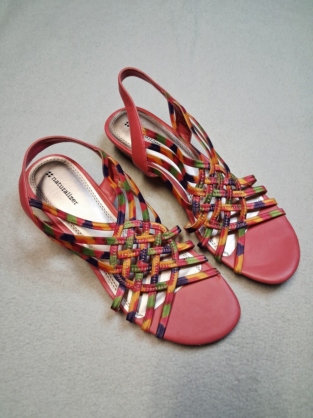 Naturalizer Coral Multicolor Woven Slingback Sandals